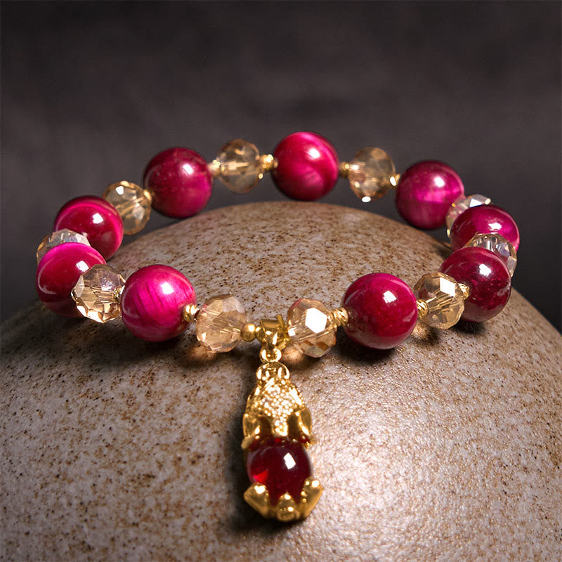 Buddha Stones Red Tiger Eye PiXiu Fox Protection Self Confidence Bracelet - image 7