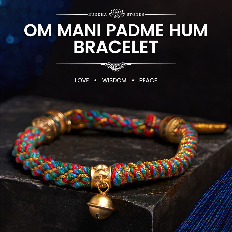 Buddha Stones Tibetan Om Mani Padme Hum Carved Zakiram Goddess of Wealth Charm Amulet Bracelet - Multicolored(Wrist Circumference 14-20cm) - image 0