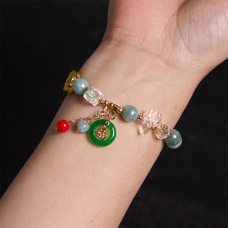 Buddha Stones Strawberry Quartz Jade Fu Character Charm Healing Bracelet - image 13