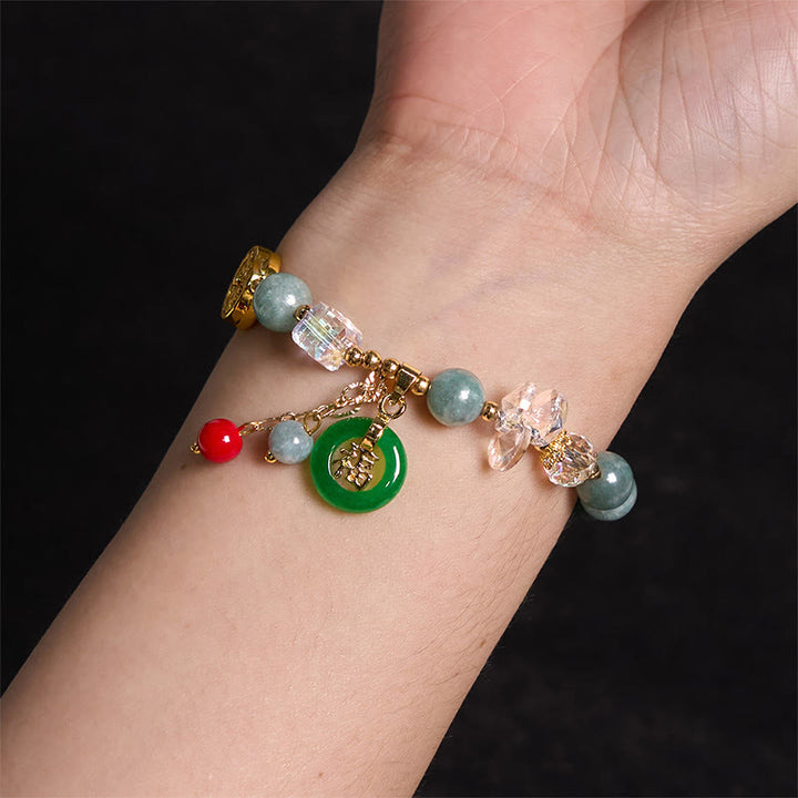 Buddha Stones Strawberry Quartz Jade Fu Character Charm Healing Bracelet - image 13