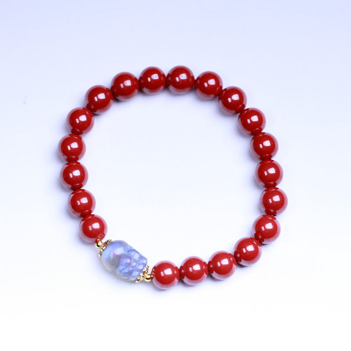 Buddha Stones Cinnabar Moonstone PiXiu Blessing Bracelet - image 6