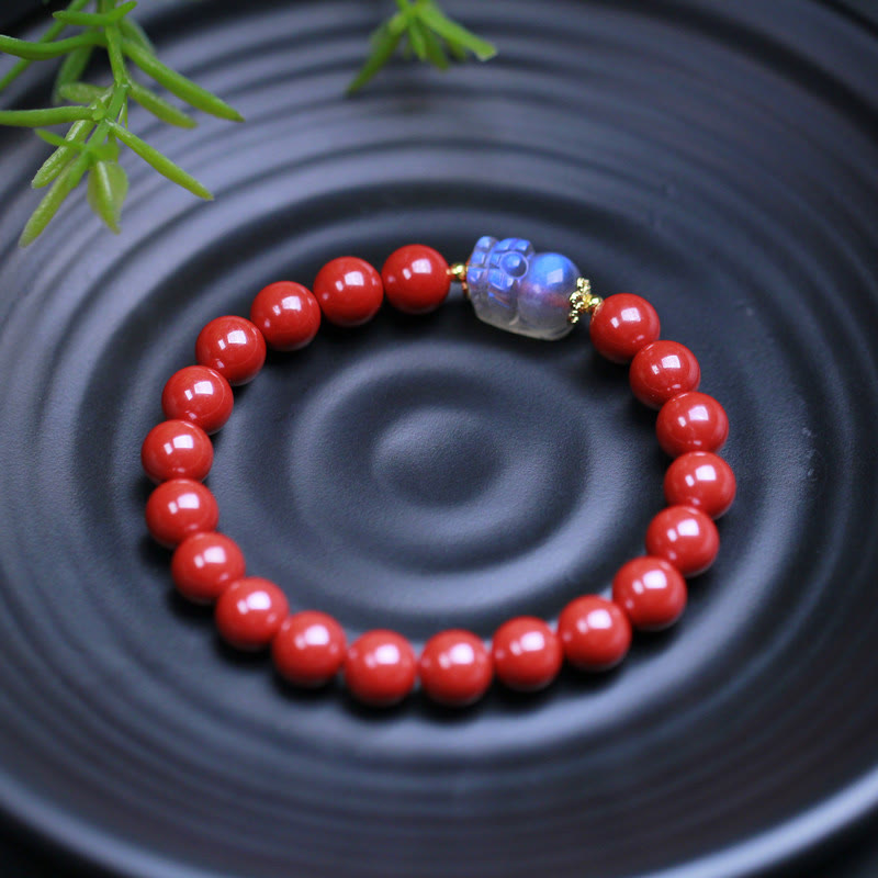 Buddha Stones Cinnabar Moonstone PiXiu Blessing Bracelet - image 3