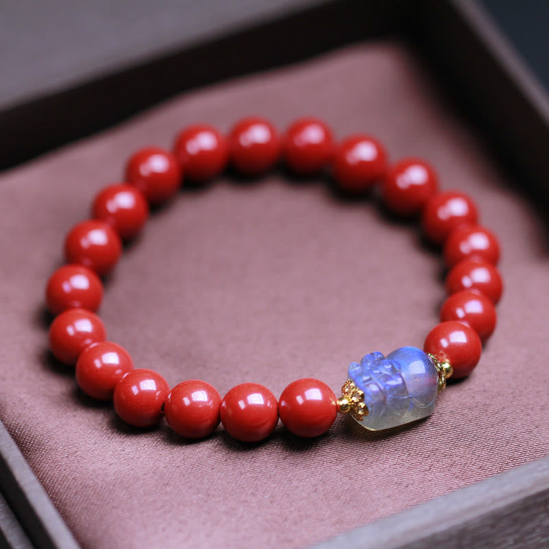 Buddha Stones Cinnabar Moonstone PiXiu Blessing Bracelet - image 1