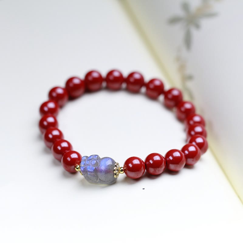 Buddha Stones Cinnabar Moonstone PiXiu Blessing Bracelet - 8mm Cinnabar(Wrist Circumference 14-16cm) - image 0