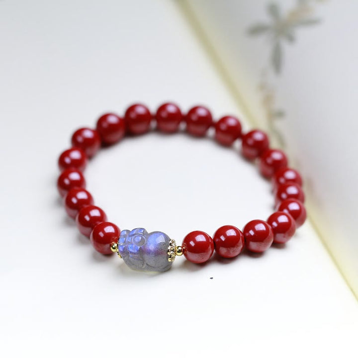 Buddha Stones Cinnabar Moonstone PiXiu Blessing Bracelet - 8mm Cinnabar(Wrist Circumference 14-16cm) - image 0