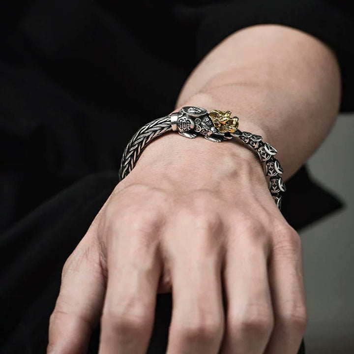 Buddha Stones 925 Sterling Silver PiXiu Copper Coins Ingot Wealth Bracelet Bangle - image 10