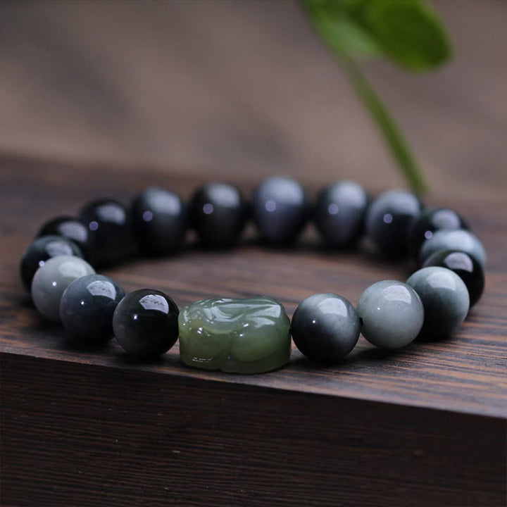 Buddha Stones Natural Eagle's Eye Stone Hetian Jade Pixiu Confidence Bracelet - image 2