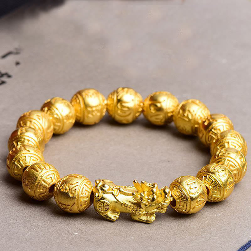 Buddha Stones PiXiu Om Mani Padme Hum Carved Wealth Bracelet - PiXiu(Wrist Circumference: 14-17cm) - image 0