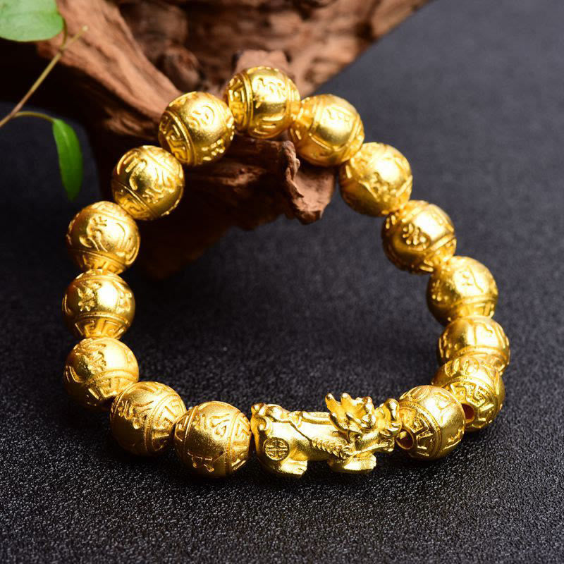 Buddha Stones PiXiu Om Mani Padme Hum Carved Wealth Bracelet - image 1