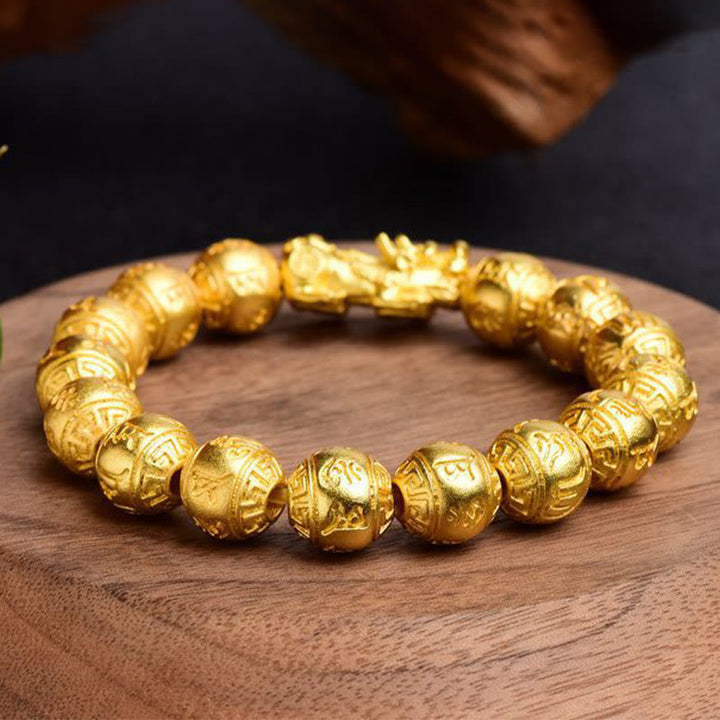Buddha Stones PiXiu Om Mani Padme Hum Carved Wealth Bracelet - image 4