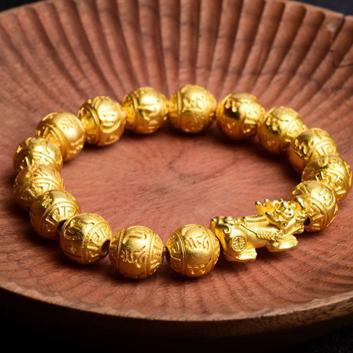 Buddha Stones PiXiu Om Mani Padme Hum Carved Wealth Bracelet - image 3