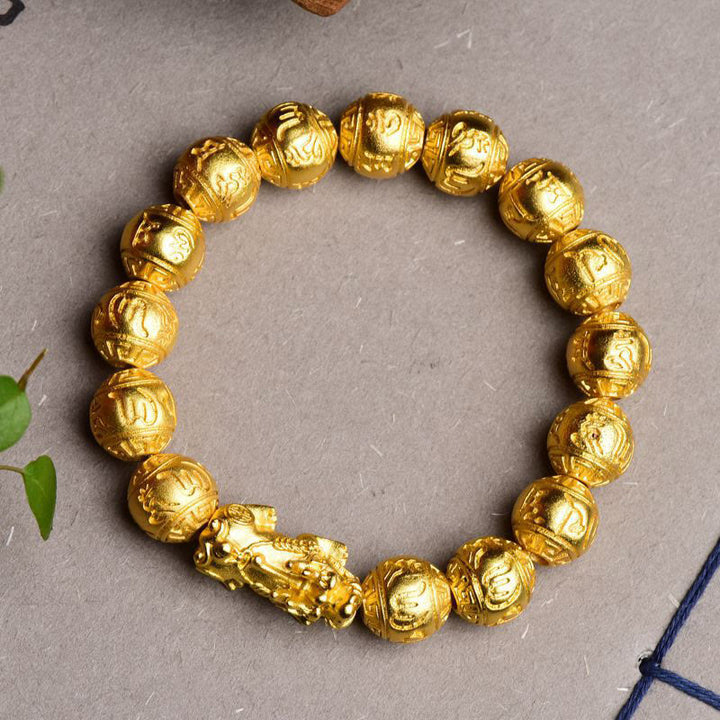 Buddha Stones PiXiu Om Mani Padme Hum Carved Wealth Bracelet - image 2