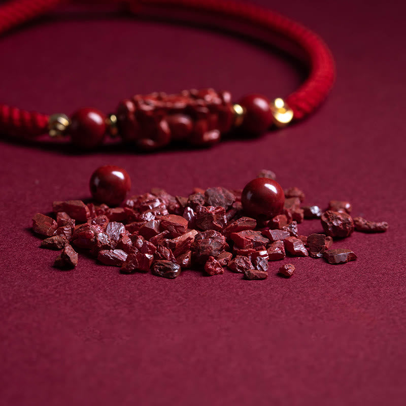 Buddha Stones Handmade Cinnabar Ruyi Handle Fu Character PiXiu Blessing Red String Braided Bracelet - image 19