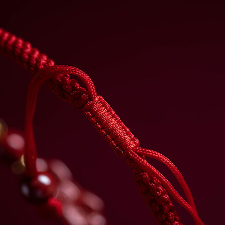Buddha Stones Handmade Cinnabar Ruyi Handle Fu Character PiXiu Blessing Red String Braided Bracelet - image 11