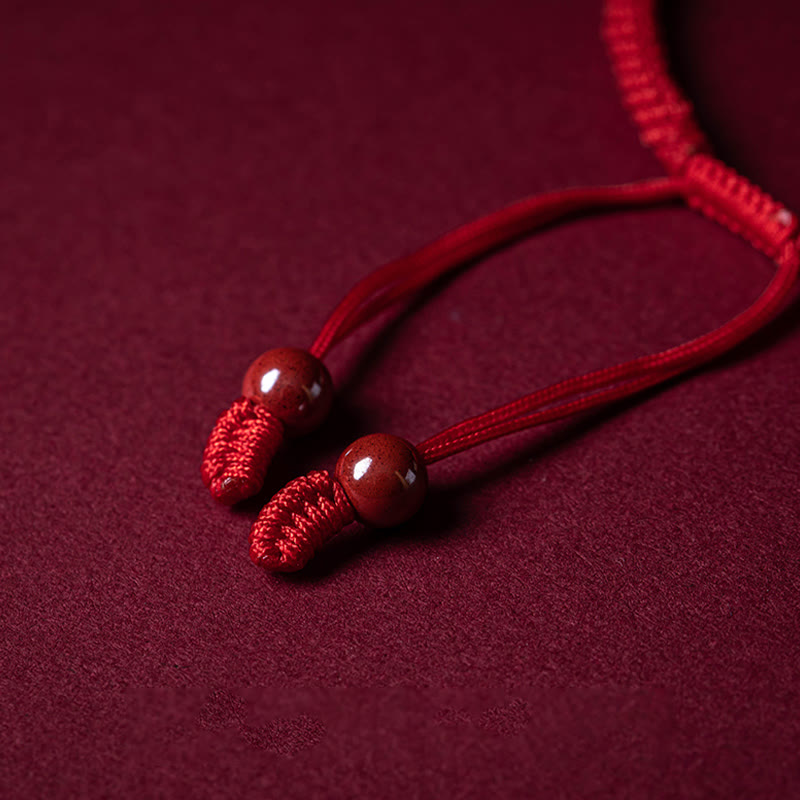 Buddha Stones Handmade Cinnabar Ruyi Handle Fu Character PiXiu Blessing Red String Braided Bracelet - image 12