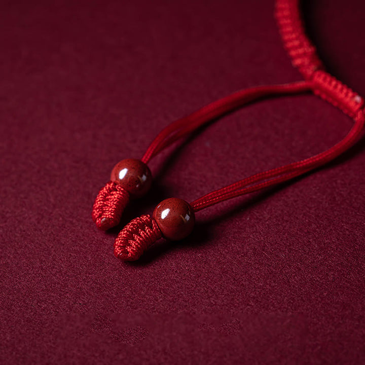 Buddha Stones Handmade Cinnabar Ruyi Handle Fu Character PiXiu Blessing Red String Braided Bracelet - image 12