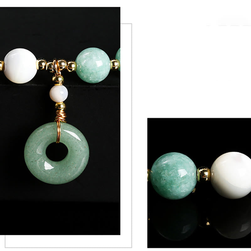Buddha Stones Jade Trochus Horseshoe Snail Peace Buckle Charm Abundance Bracelet - image 10