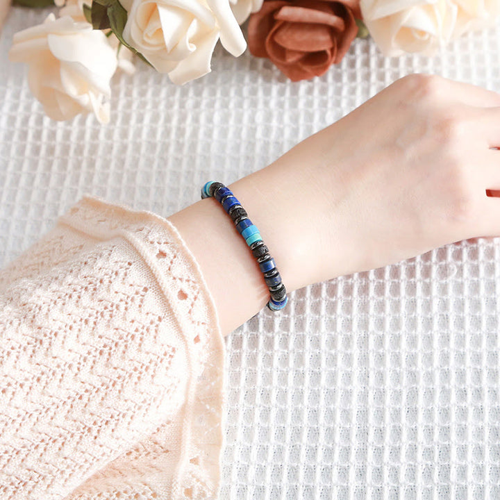Buddha Stones Hematite Turquoise Lazurite Lava Rock Black Glitter Stone Support Bracelet - image 5