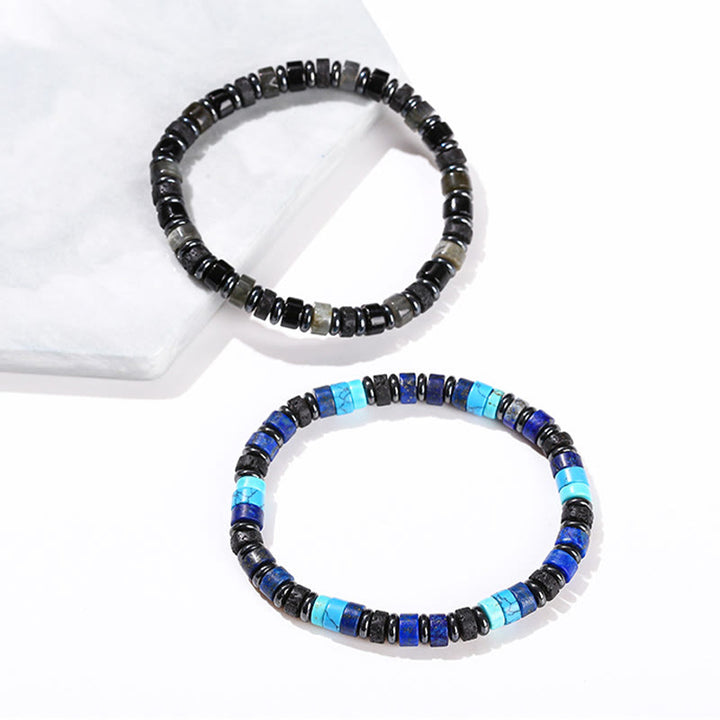 Buddha Stones Hematite Turquoise Lazurite Lava Rock Black Glitter Stone Support Bracelet - image 17