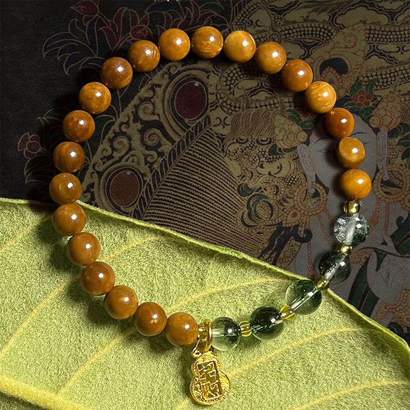Buddha Stones Green Phantom Citrine Rutilated Quartz Super Seven Crystal Confidence Bracelet - Green Phantom Kuka Seed(Wrist Circumference: 14-16cm) - image 0
