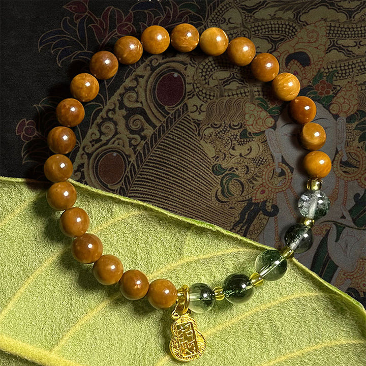 Buddha Stones Green Phantom Citrine Rutilated Quartz Super Seven Crystal Confidence Bracelet - Green Phantom Kuka Seed(Wrist Circumference: 14-16cm) - image 0