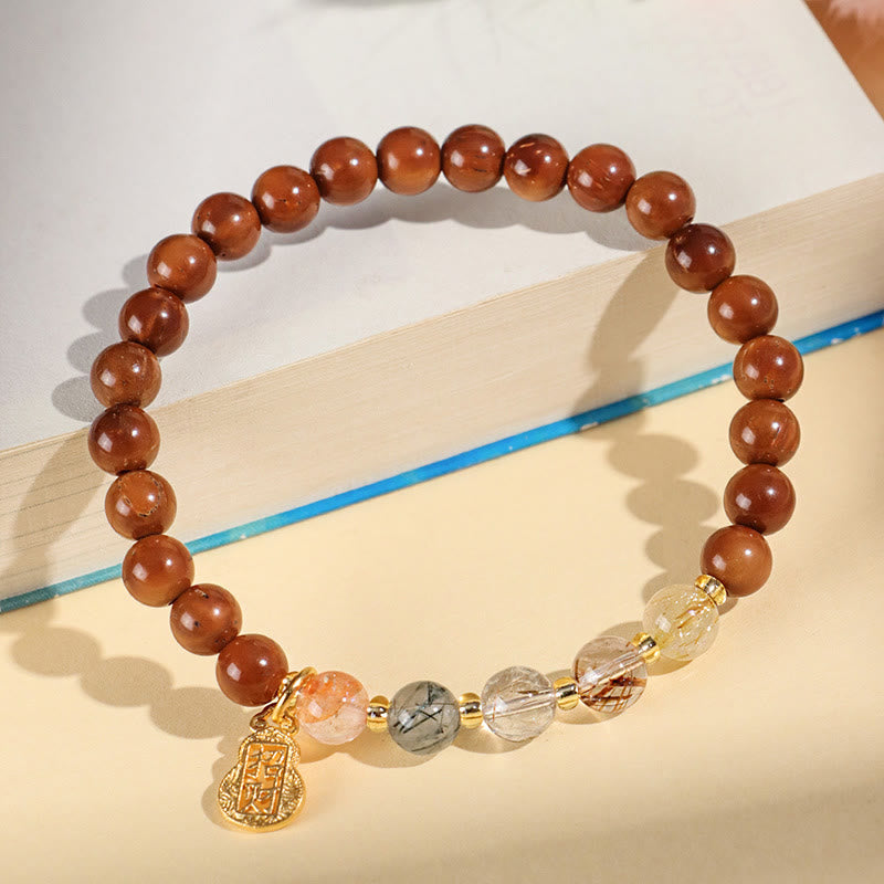 Buddha Stones Green Phantom Citrine Rutilated Quartz Super Seven Crystal Confidence Bracelet - Colorful Rutilated Quartz Kuka Seed(Wrist Circumference: 14-16cm) - image 7