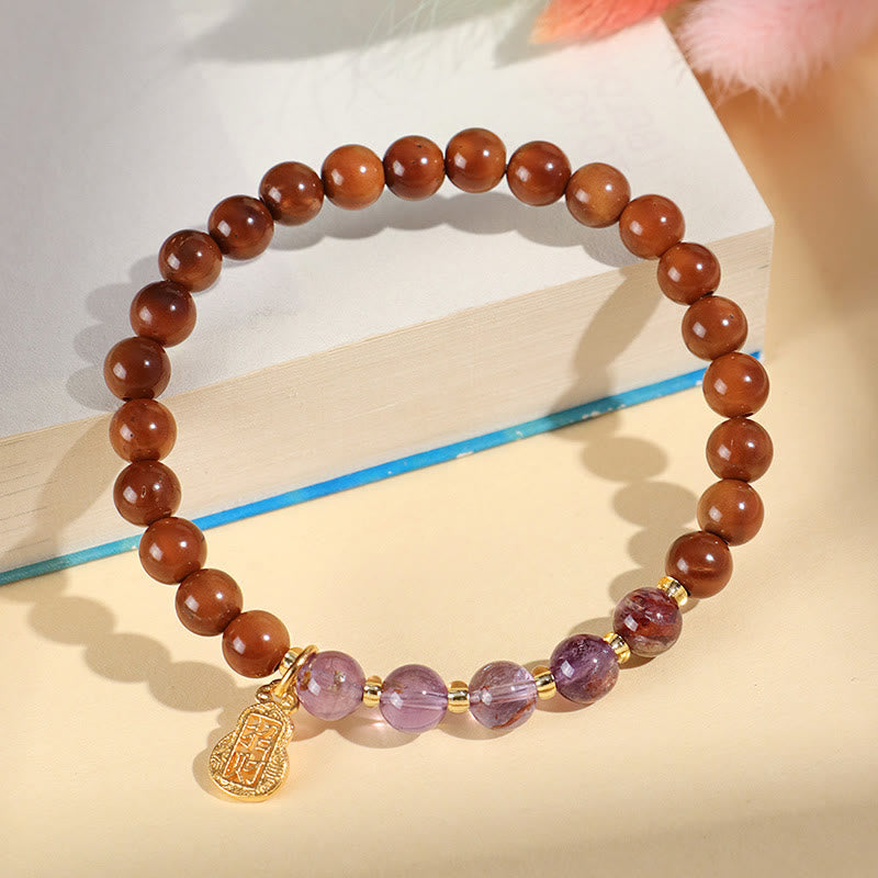Buddha Stones Green Phantom Citrine Rutilated Quartz Super Seven Crystal Confidence Bracelet - Purple Phantom Kuka Seed(Wrist Circumference: 14-16cm) - image 10