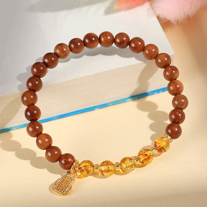 Buddha Stones Green Phantom Citrine Rutilated Quartz Super Seven Crystal Confidence Bracelet - Amber Kuka Seed(Wrist Circumference: 14-16cm) - image 12