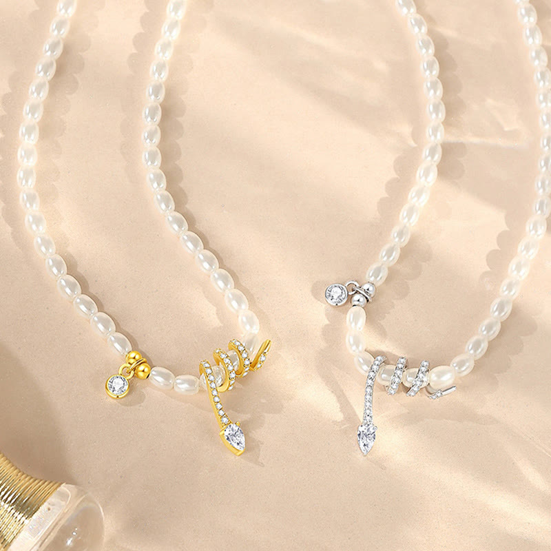 Buddha Stones 925 Sterling Silver Year Of The Snake Pearl Bracelet Necklace Pendant - image 3