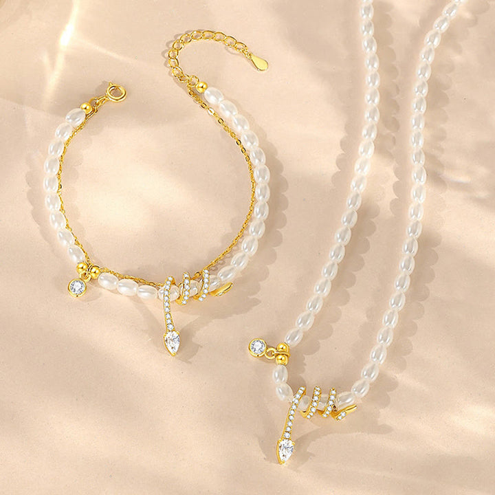 Buddha Stones 925 Sterling Silver Year Of The Snake Pearl Bracelet Necklace Pendant - image 2