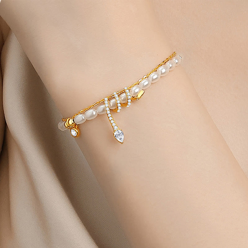 Buddha Stones 925 Sterling Silver Year Of The Snake Pearl Bracelet Necklace Pendant - image 4