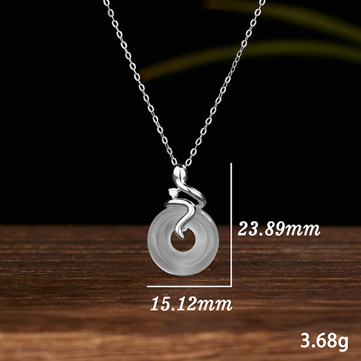 Buddha Stones 925 Sterling Silver Year Of The Snake Chalcedony Peace Buckle Positive Necklace Pendant - image 8