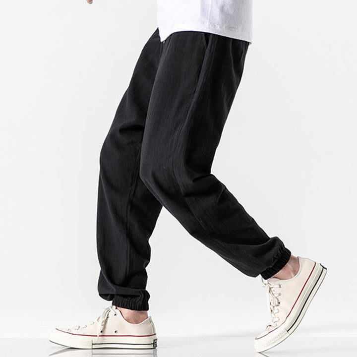 Buddha Stones Solid Color Drawstring Cotton Men's Pants With Pockets - image 10