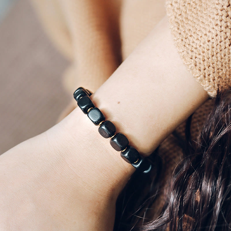 Buddha Stones Ebony Wood Copper Brass Red Agate Peace Bracelet - image 10