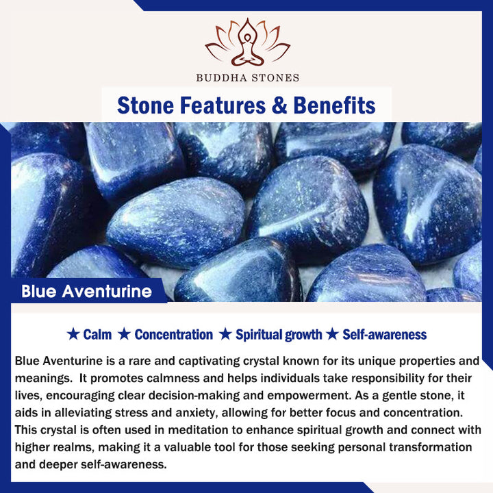 Buddha Stones 108 Mala Beads Multi-layer Natural Blue Aventurine Lotus Calm Bracelet - image 12