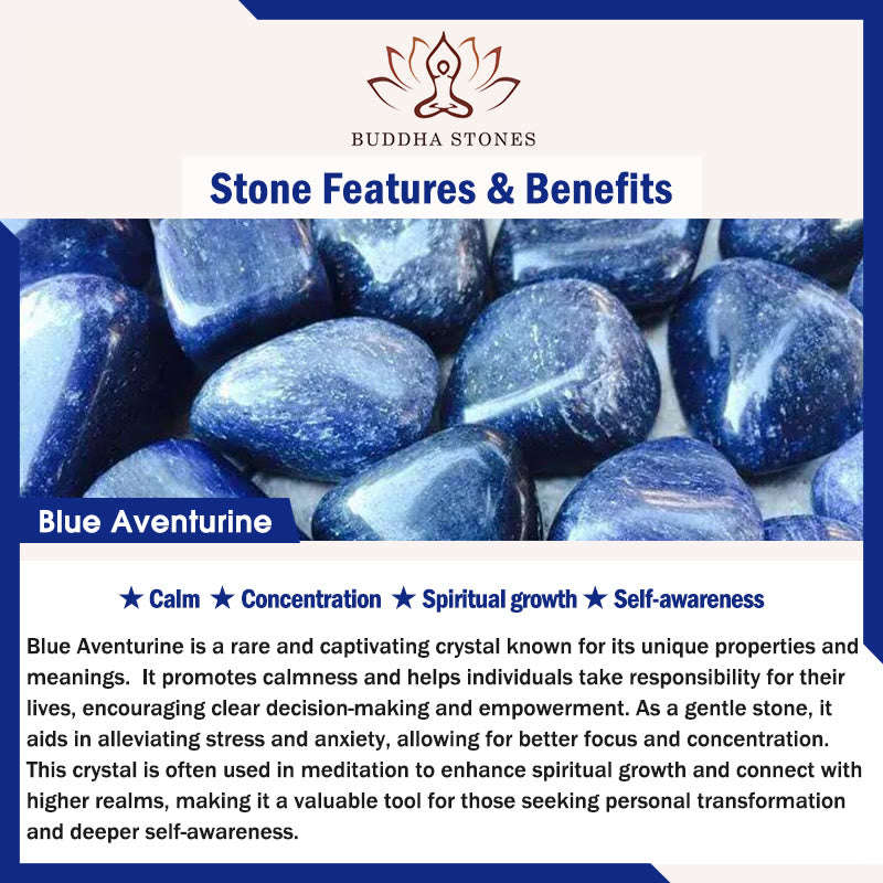 Buddha Stones 108 Mala Beads Multi-layer Natural Blue Aventurine Lotus Calm Bracelet - image 12