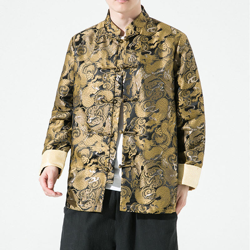 Buddha Stones Chinese Dragon Frog-button Tang Suit Cotton Men's Jacket Shirt - image 4