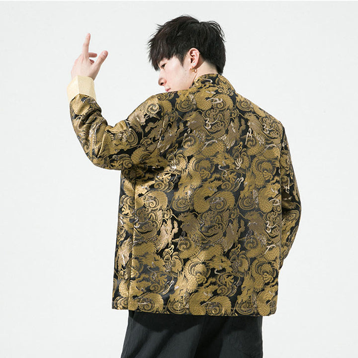 Buddha Stones Chinese Dragon Frog-button Tang Suit Cotton Men's Jacket Shirt - image 5