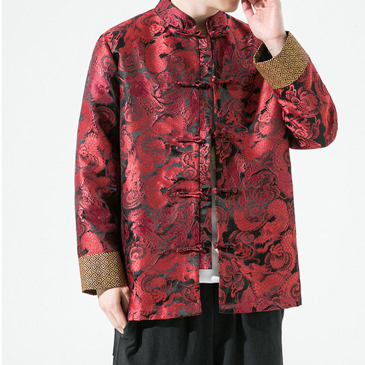 Buddha Stones Chinese Dragon Frog-button Tang Suit Cotton Men's Jacket Shirt - image 15