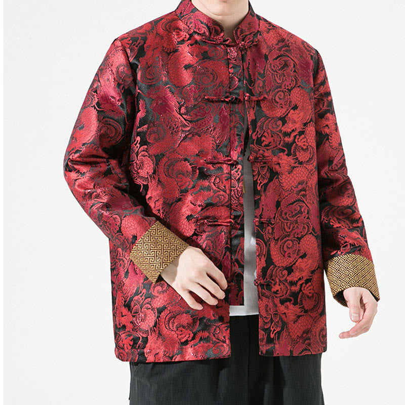 Buddha Stones Chinese Dragon Frog-button Tang Suit Cotton Men's Jacket Shirt - image 14