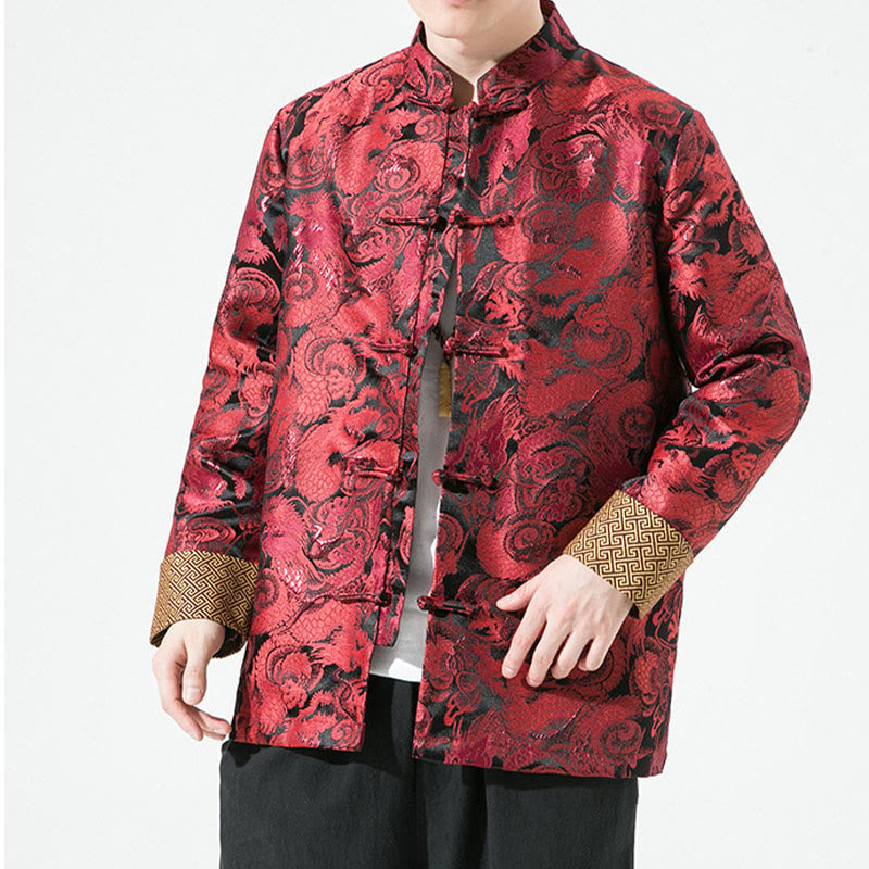 Buddha Stones Chinese Dragon Frog-button Tang Suit Cotton Men's Jacket Shirt - image 16
