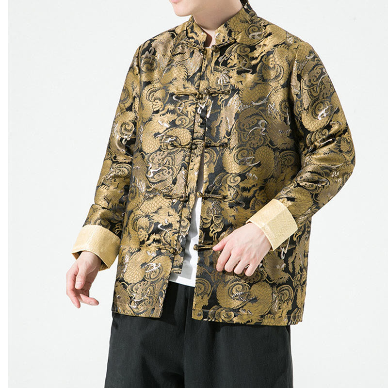 Buddha Stones Chinese Dragon Frog-button Tang Suit Cotton Men's Jacket Shirt - image 7