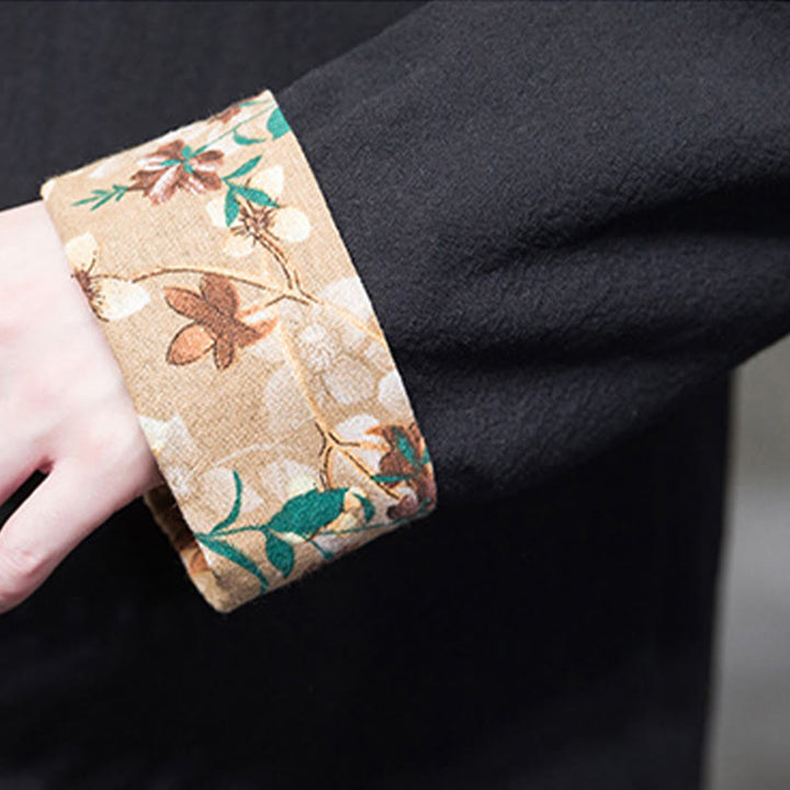 Buddha Stones Plum Blossom Embroidery Cuff Flower Design Frog-button Tang Suit Cotton Linen Men's Jacket Shirt - image 11