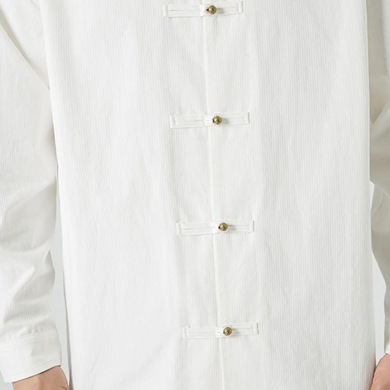 Buddha Stones Solid Color Frog-button Tang Suit Cotton Men's Jacket Shirt - image 18