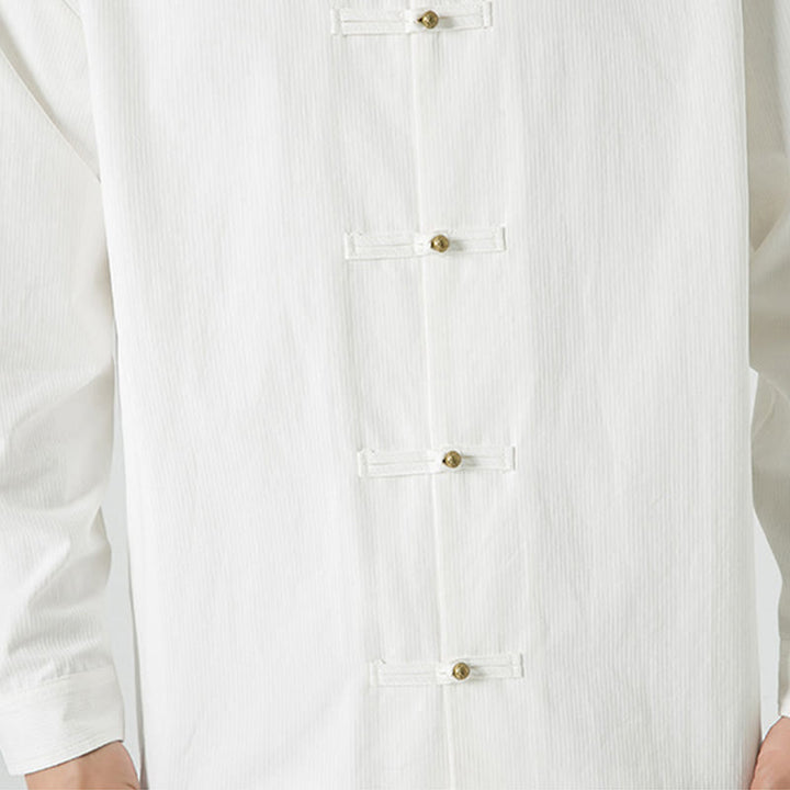 Buddha Stones Solid Color Frog-button Tang Suit Cotton Men's Jacket Shirt - image 18