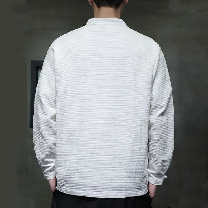 Buddha Stones Solid Color Half Frog-button Tang Suit Cotton Linen Men's Jacket Shirt - image 12