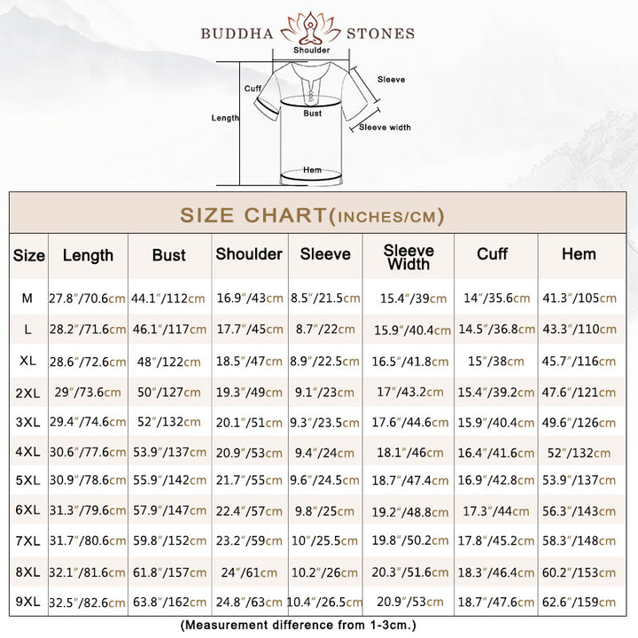 Buddha Stones Men's T-Shirt Solid Color Top Short Sleeve Three-button V Collar Soft Cotton Shirt - image 5