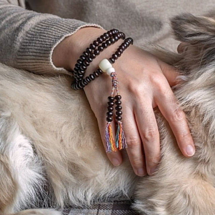 Buddha Stones 108 Mala Beads Bowl Bodhi Seed Colored Rope Peace Bracelet - image 3