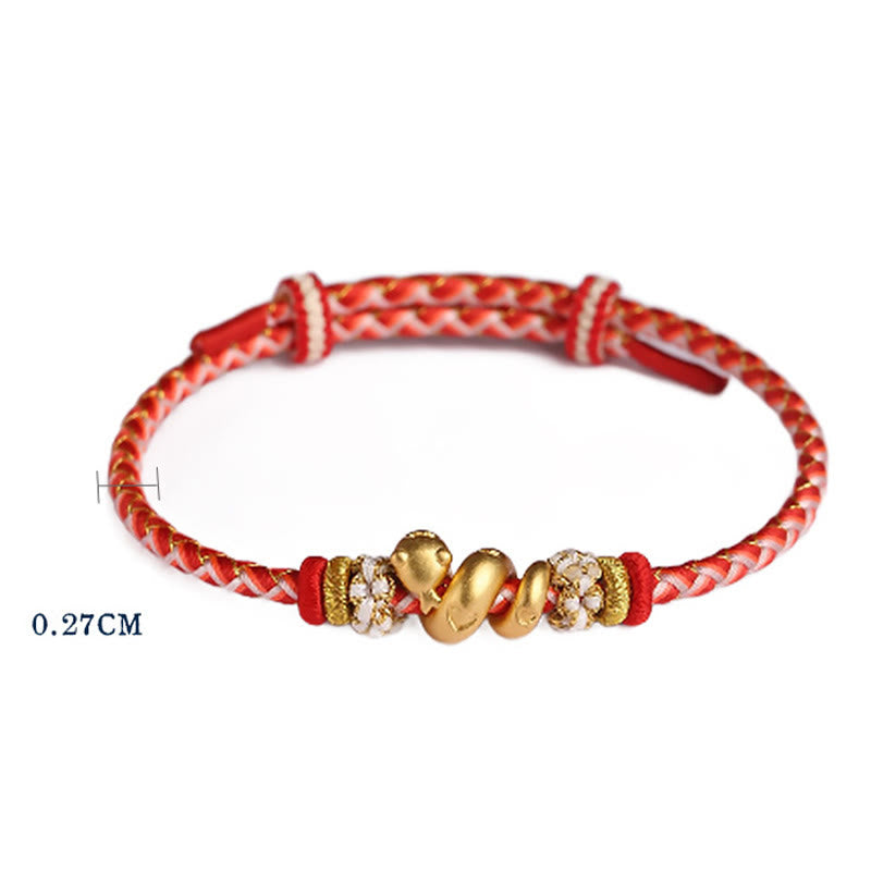 Buddha Stones 999 Sterling Silver Gradient Red String Year Of The Snake Luck Braided Bracelet - image 4