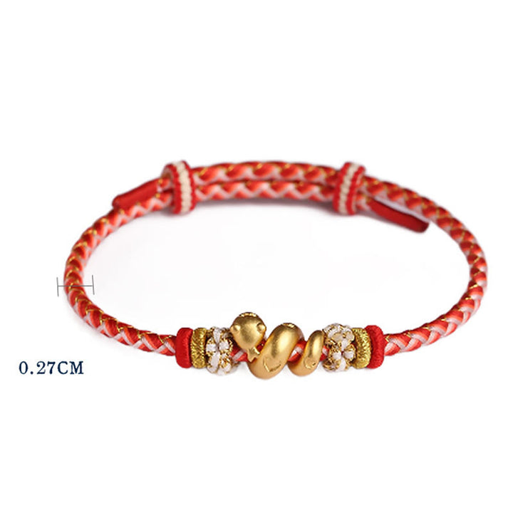 Buddha Stones 999 Sterling Silver Gradient Red String Year Of The Snake Luck Braided Bracelet - image 4